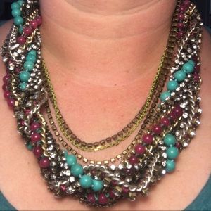 Multi colored braided statement necklace